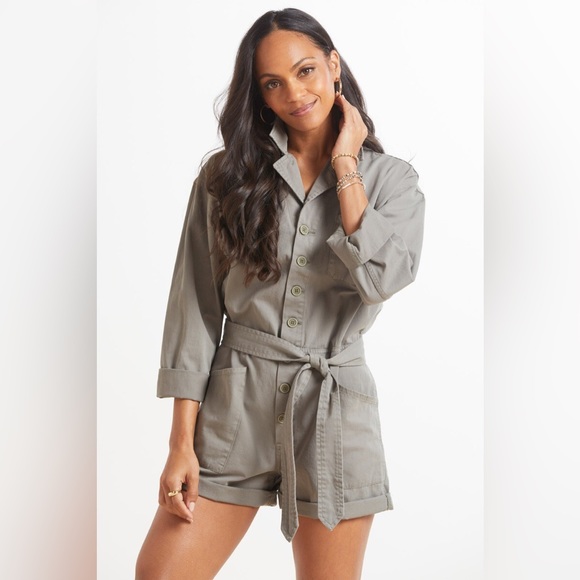 PISTOLA ~ Becca Belted Romper in Garden Green - Picture 3 of 9